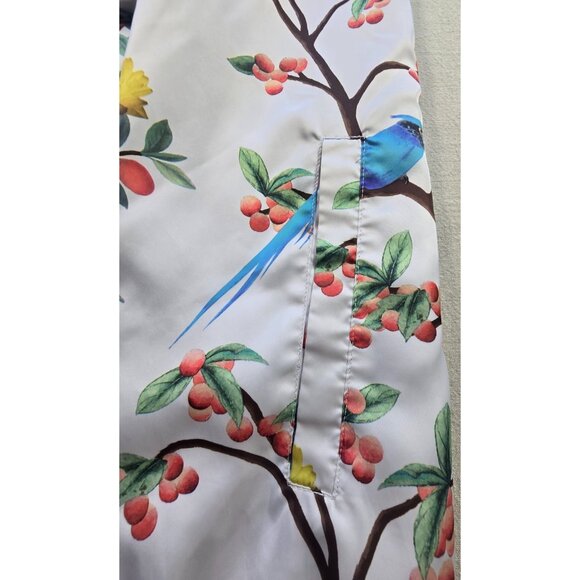 Forever 21 Men’s Windbreaker Jacket Med Multi White Birds of Paradise Print - Picture 14 of 15